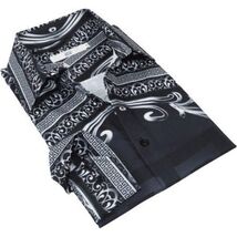 Men Sports Shirt by DE-NIKO Long Sleeves Fashion Print Soft Modal DNK6902 Black image 2