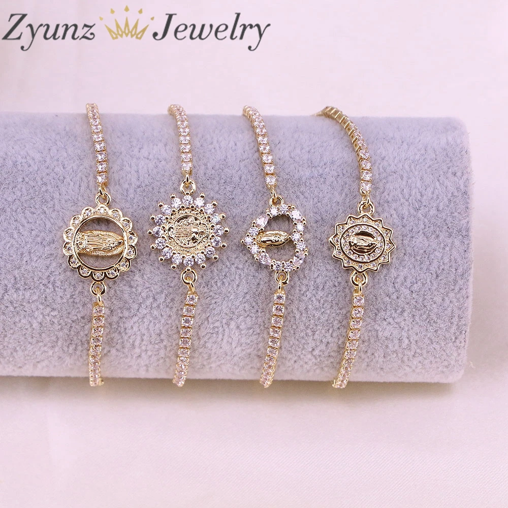10PCS, Gold Chain Virgin Mary Charm Bracelets For Women Crystal Bracelet Religio - £46.29 GBP