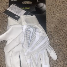 Nike Hyperdiamond Edge White &amp; Grey  Softball Batting Gloves - Size L  NEW! - £11.98 GBP