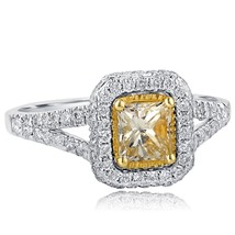 1.29 TCW Yellow Radiant Cut Diamond Engagement Ring 18k White Gold - $2,474.01