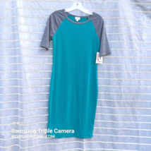 Lula Roe Dress Size XS Julia Teal Comfort Baseball Shirt Style Athleisur... - £19.57 GBP
