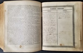 1842 Antique Bible Genealogy Gordon Lockwood Osbourne Sturm Buchanan Rothman - £177.98 GBP