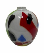 Hand Blown Crate &amp; Barrel Art Glass Round Bud Flower Vase Abstract Polished - $27.12