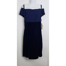 Vintage A.J. Bari Women&#39;s Dress Blue Velvet Evening Short Size 12 &#39;80s NWT - £79.28 GBP