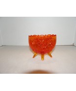 Vintage Fenton Orange Amberina Cabbage Rose 4 Footed Narrow Pillow Vase - $19.95