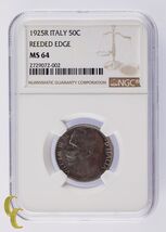 1925R Italy 50 Centesimi 50C Reeded Edge NGC Graded MS64 - $1,039.05
