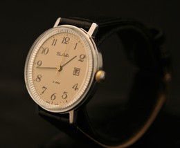 Stunning Soviet Slava 21 jewel manual wind vintage Russian calendar wristwatch - £85.14 GBP