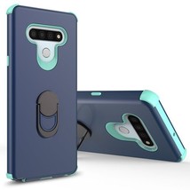 Case for LG Stylo 6 - 3-Layer Slim Shockproof Hard Cover w Metal Ring Stand - £10.86 GBP
