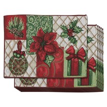 Cloth Christmas Table Placemats, Set Of 6 Holiday Placemats For Xmas, 13... - $36.99