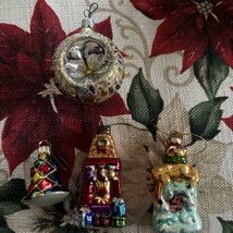 Lot Of 4 Vintage Christmas Ornaments Bell Reindeer - £11.11 GBP