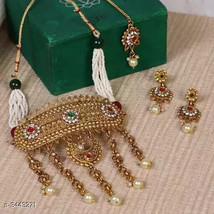Kundan Earrings Chand Bali Gold Plated Jewelry Set Antique tops Necklace  76 - £14.26 GBP