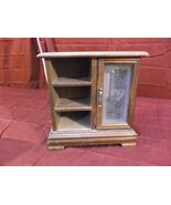Wooden Jewelry Box Glass Door to Necklace Hangers 3 Shelves Brown Wood 5285 - $19.74 CAD
