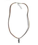Tan Leather Cord Necklace with Silver Alloy Seahorse Charm - $10.99
