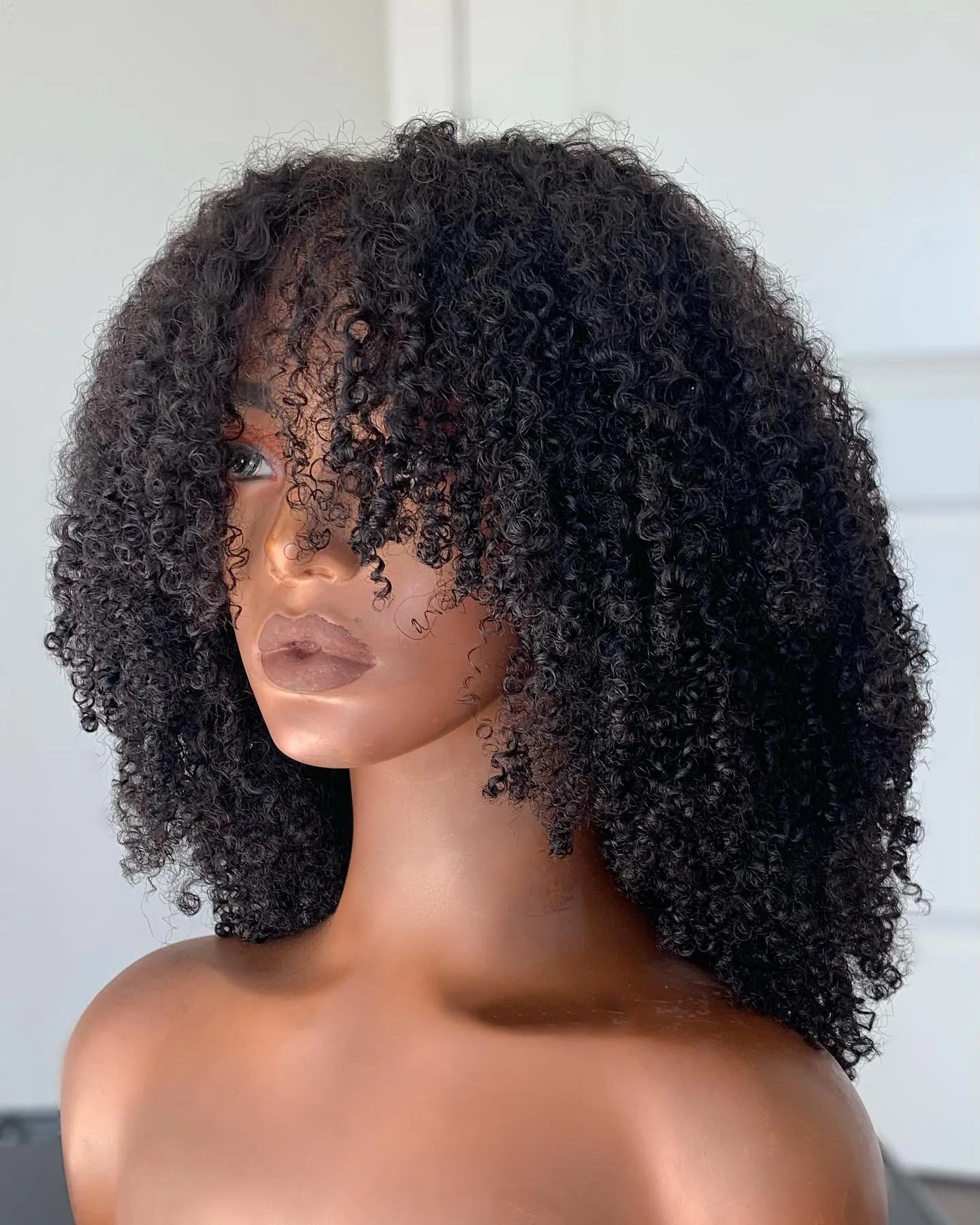 Fro kinky curly wig human hair wig glueless wigs ready to wear 180 density full machine thumb200