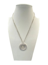 Nolan Miller Pave Crystal Necklace Triple Circle Pendant 3 Strand Chain 16 Inch - £18.79 GBP