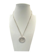 Nolan Miller Pave Crystal Necklace Triple Circle Pendant 3 Strand Chain ... - $24.00