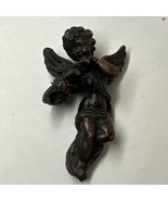Antique Resin Cherub Cupid Angel Playing Violin Wall Hanging Decor 4” - £36.56 GBP