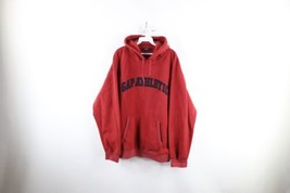 Vintage Gap Athletic Mens 2XL XXL Faded Spell Out Block Letter Fleece Hoodie Red - £63.12 GBP