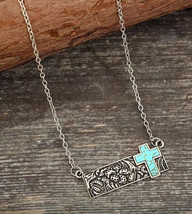 Turquoise cross bar necklace - $14.36