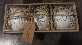 New Rae Dunn Ceramic Christmas Ornaments Set Of 3 Mr. Mrs. And 2018 Xmas Wedding - £39.36 GBP