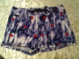Girls-Justice shorts-Size 12Reg--blue&amp;white/red hearts&amp;skeleton head-4th... - £9.28 GBP