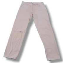 ZARA Jeans Size 31 W32&quot;26.5&quot; Mom Jeans High Waisted Jeans Tapered Leg Crop Peach - £27.82 GBP