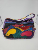 Laurel Burch Wild Stallions Rainbow Horses M/L Tote Zipper Shoulder Bag Retired - £21.87 GBP