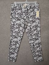 Michael Kors Skinny Dress Pants Womens 8 Chocolate White Floral Stretch NEW - $49.37