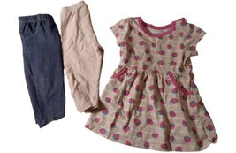 3-6, 6 month baby girl clothes lot Strawberry Dress Blue Jean Pink Leggi... - $11.29