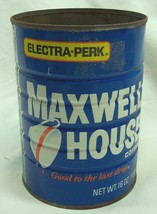 Vintage MAXWELL HOUSE Coffee 5&quot; Metal 16 oz Tin Can Antique Food Kitchen - $274.49 MXN