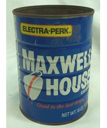 Vintage MAXWELL HOUSE Coffee 5&quot; Metal 16 oz Tin Can Antique Food Kitchen - $14.85
