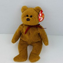 Ty Beanie Baby Curly The Brown Nubby Teddy Bear Red Ribbon Neck 1993 - £7.78 GBP