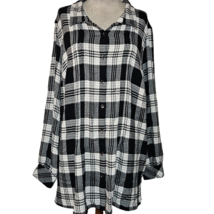 Black and White Plaid Flannel Top Size 1X - £19.71 GBP