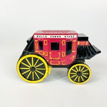 Wells Fargo Bank Union Trust Co Cast Iron Stagecoach Coin Bank Vintage 1998 Red - $11.87