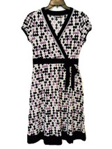 Apt. 9 Petite Womens PM Faux Wrap Tie Waist Cap Sleeves Multi Colored Dot Dress - £22.34 GBP