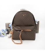 Michael Kors Slater Medium Brown Monogram Logo Backpack NWT - $182.66
