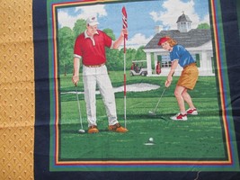 Fabric Michael Miller &quot;Golf Lessons&quot; Man Woman Clubhouse Cart Greens Panel $6.50 - £5.09 GBP