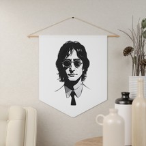 Custom Pennant with John Lennon Portrait: 100% Poly Twill, Easy Hanging, Durable - £21.05 GBP