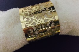 70pcs Laser Cut Fence Towel Wrappers Metallic Paper Gold Napkin Rings  - £18.65 GBP