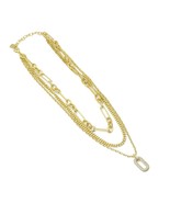 Tree Layering Mixed Gold Link Chain CZ Pendant Necklace, Sku#Y1011 - £15.20 GBP