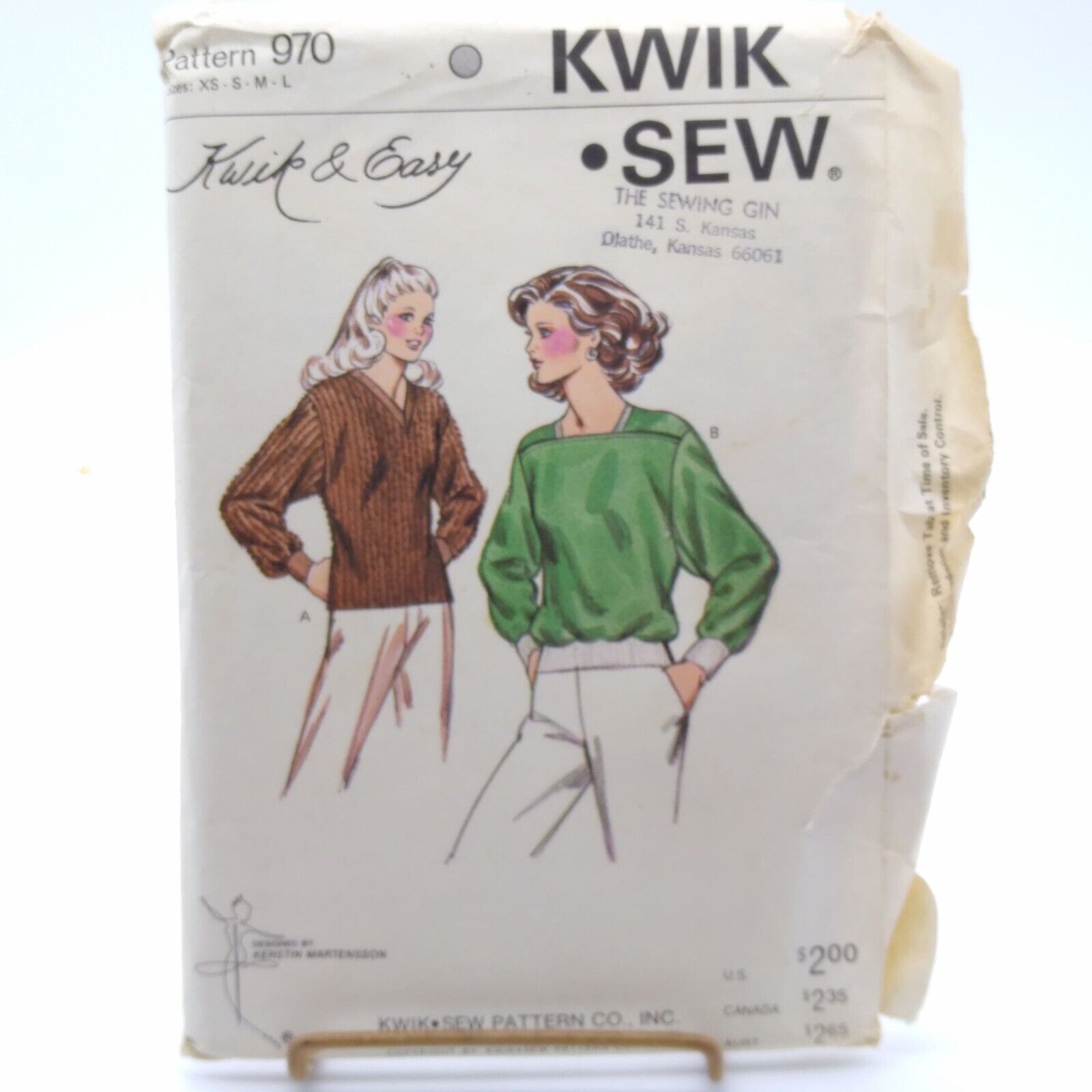 Vintage Sewing PATTERN Sew Knit n Stretch 970, Kwik Sew 1970s Ladies Top Size XS - $14.52