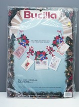 New Vintage Bucilla Christmas Card Holder Garland Kit Bell + Candy Cane 61132 - £22.23 GBP