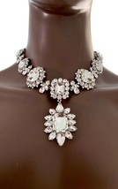 Luxurious Classic Clear Crystal Vintage Look Evening Choker Short Necklace Set - $51.30