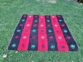 Macedonian woolen rug, hand woven wool antique rug in traditional Macedo... - $130.00