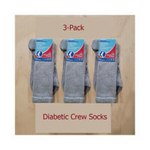 Diabetic Socks for Men (3-Pack) Gray Comfort Crew Socks for Diabetics si... - £13.27 GBP
