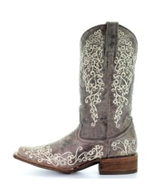 Corral Women&#39;s Brown Crater Embroidered Square Toe Western Boots - £149.50 GBP