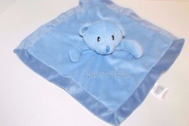 Mini Bean Brand Teddy Bear says Adorable Blue Plush Baby Security Blanket Lovey - £23.29 GBP