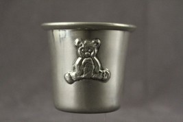 2006 Dated Metalware K Pewter Baby Cup Teddy Bear Relief Design 2.5&quot; Tall - £14.25 GBP