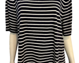 Talbots Woman Navy Blue &amp; White Stripe Short Sleeve Scalloped Neck Shirt... - $25.64
