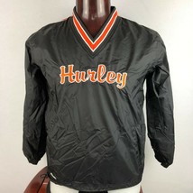 Hurley Midgets Wisconsin S Pullover V Neck Nylon Jacket w/Pockets Black Orange  - £26.11 GBP